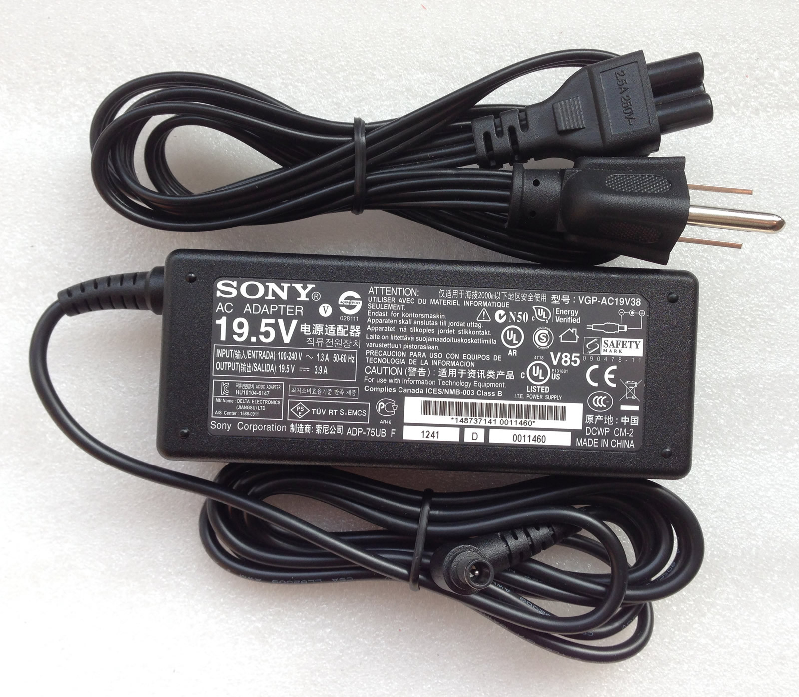 Original Genuine OEM Sony 75W AC Power Adapter for Sony VAIO SVE141L11L Notebook