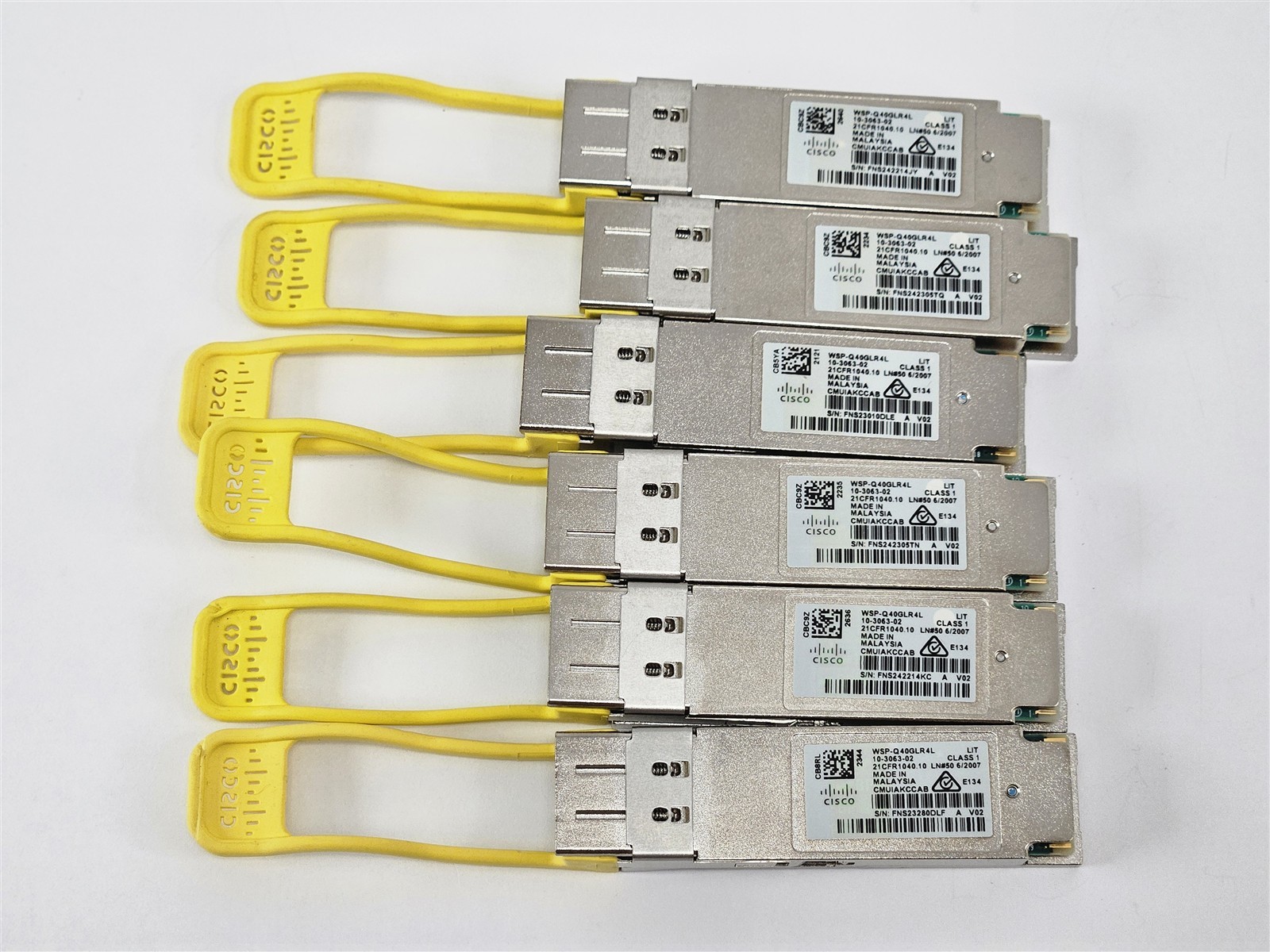 Lot of 6 Cisco WSP-Q40GLR4L 40GbE QSFP+ LR4-Lite SMF LC 2km Optics