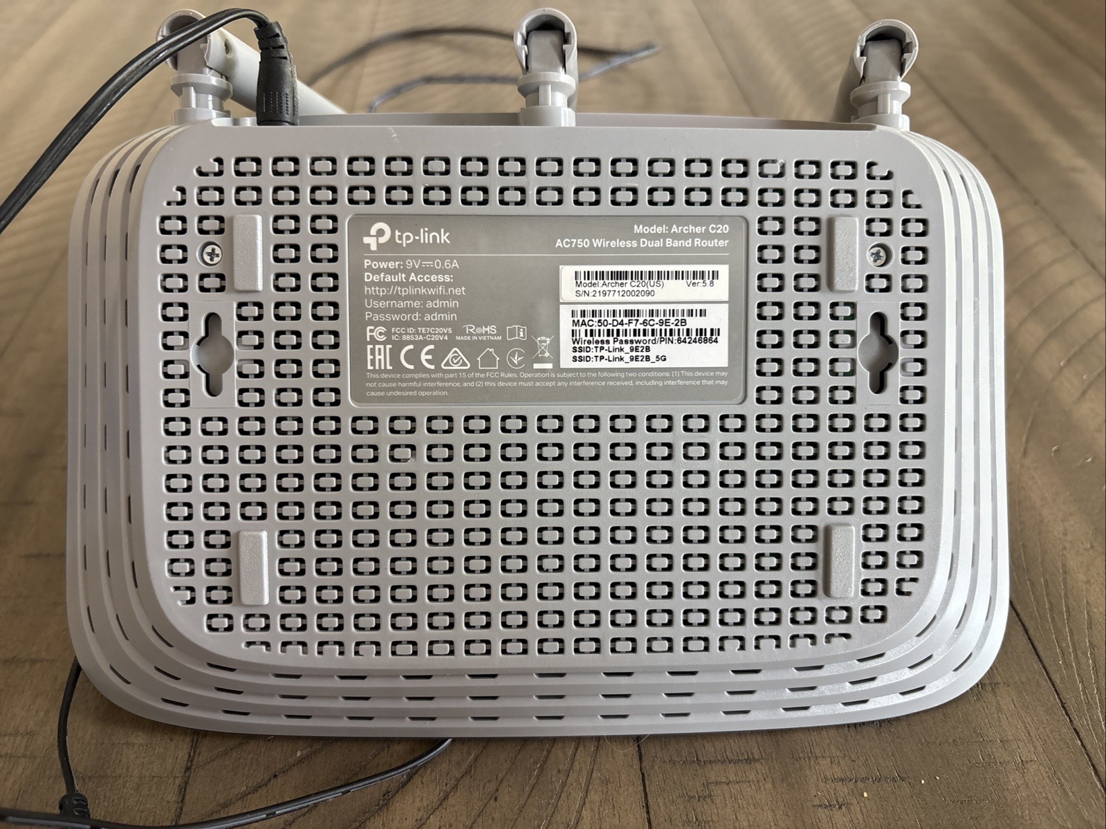 TP-Link AC750 Wireless Dual Band Router (Model: Archer C20)