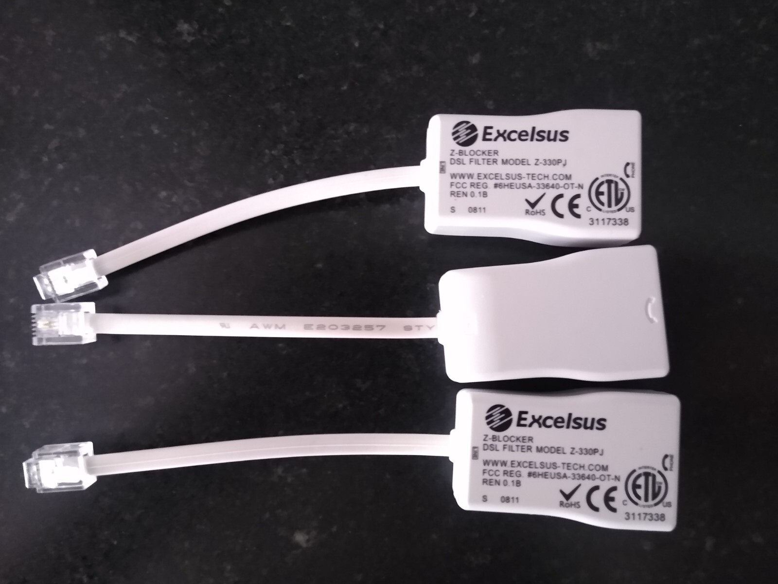 Lot of 3 Quality Excelsus Brand DSL Phone Filter Set Z-Blocker Z-330PJ