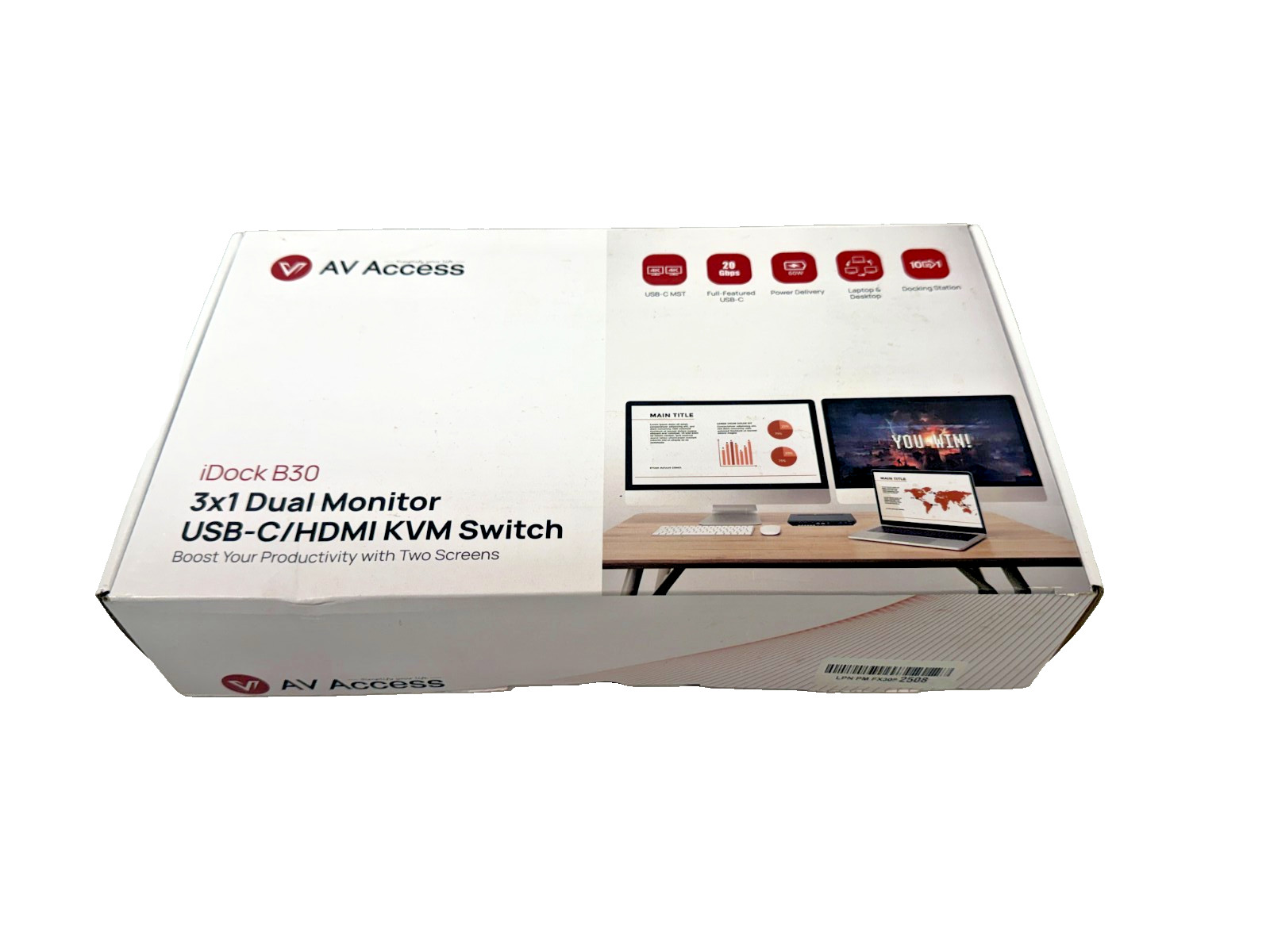 AV Access KVM Switch Docking Station for 2 Monitors 2 Computers, 4K KVM Switch