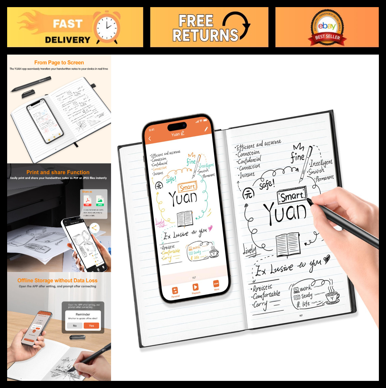 Smart Digital Sync Pen & Notebook Set - Wireless Writing Tool for Note Taking