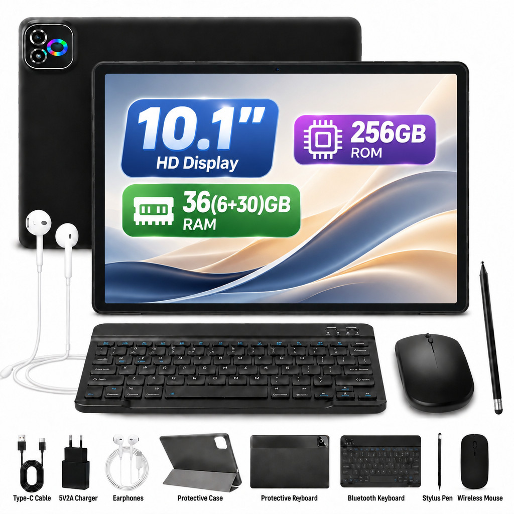 Wifi Tablet 10.1 inch Android 16 36GB RAM 256GB/1TB Face ID 6000mAh Gemini AI2.0