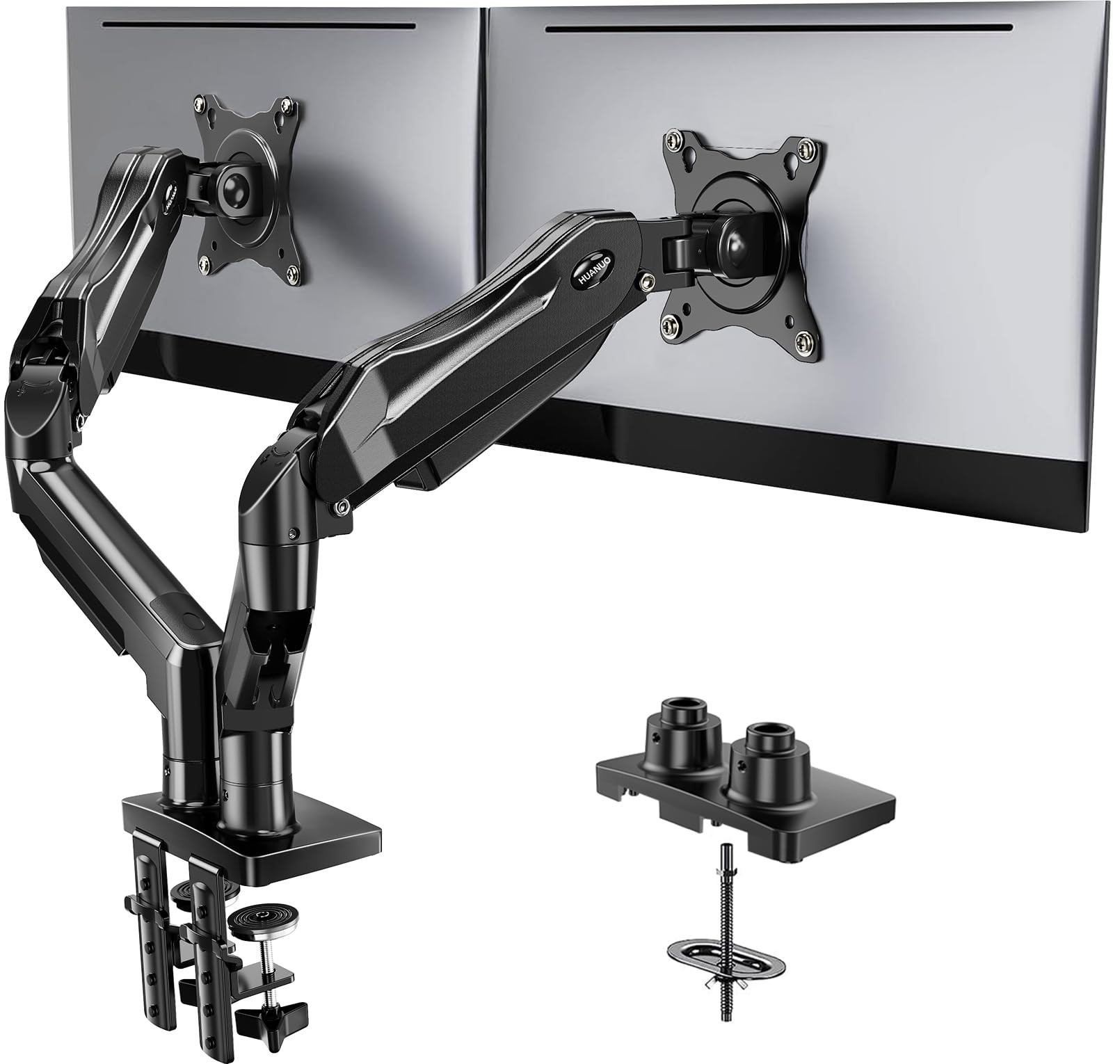 HUANUO FlowLift™ Dual Monitor Stand Fully Adjustable Gaming Monitor Desk Mo...