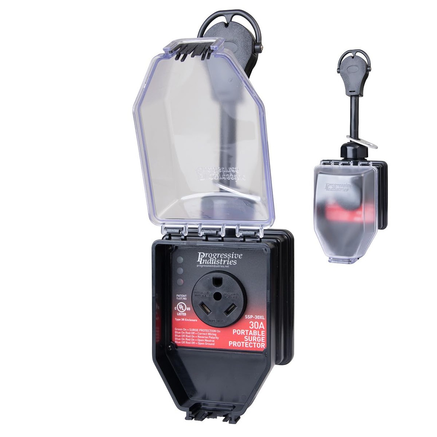 Progressive Industries SSP-30XL Portable RV Smart Surge Protector, Black, 30 ...