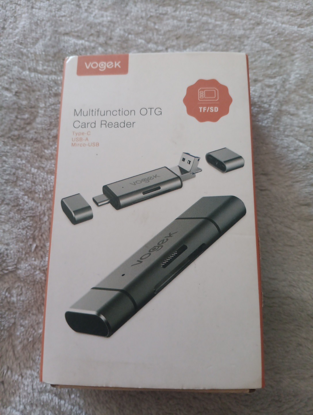 Vogek MultiFunction OTG Card Reader USB-C Type C USB-A Micro-USB TF SD Black
