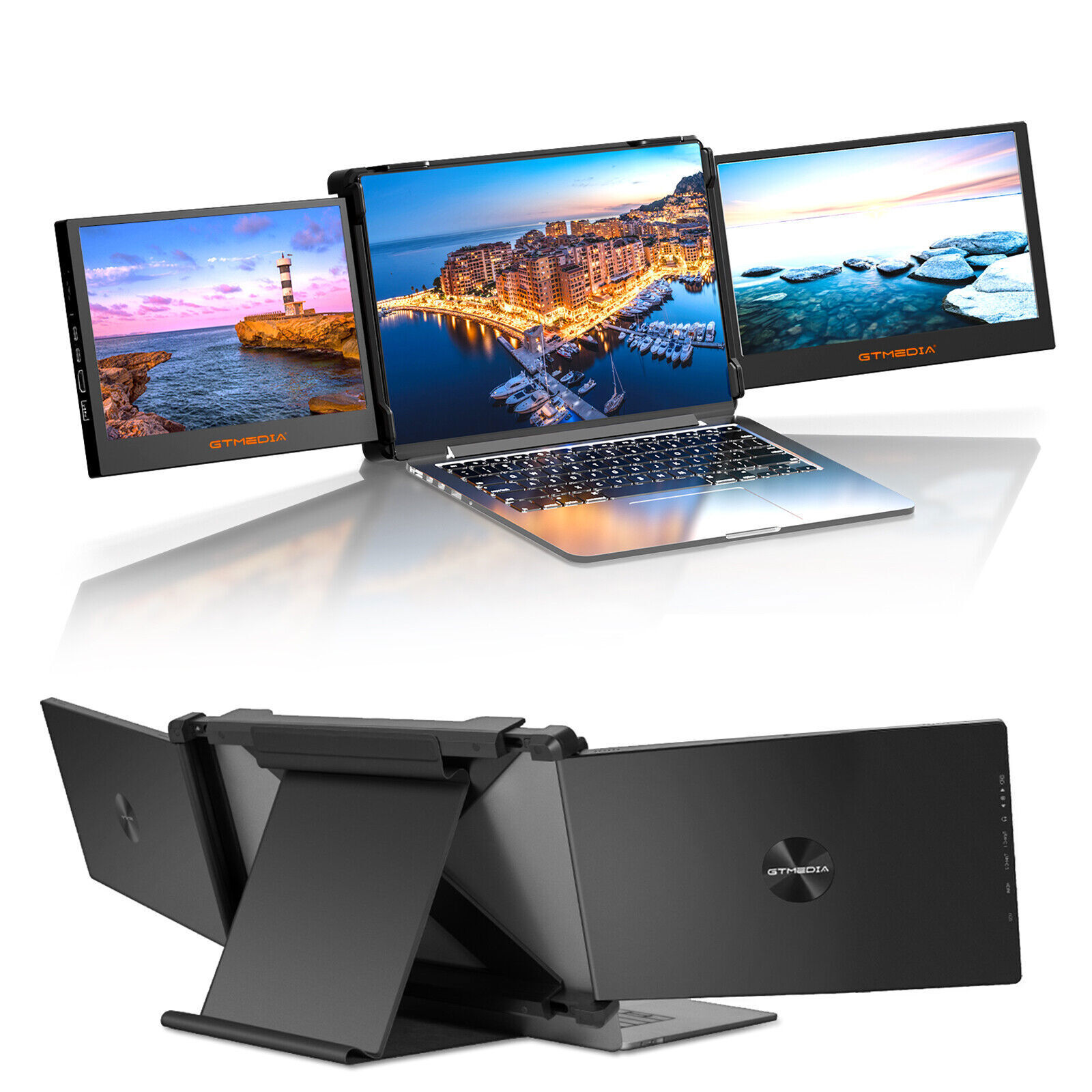 Portable Dual Monitor IPS FHD Triple Screen Extender Display for 13-17.3” Laptop