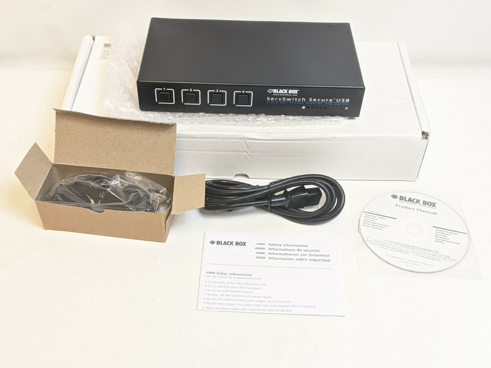 *NEW* Black Box SW4006A-USB-EAL 4-Ports ServSwitch Secure KVM Switch 