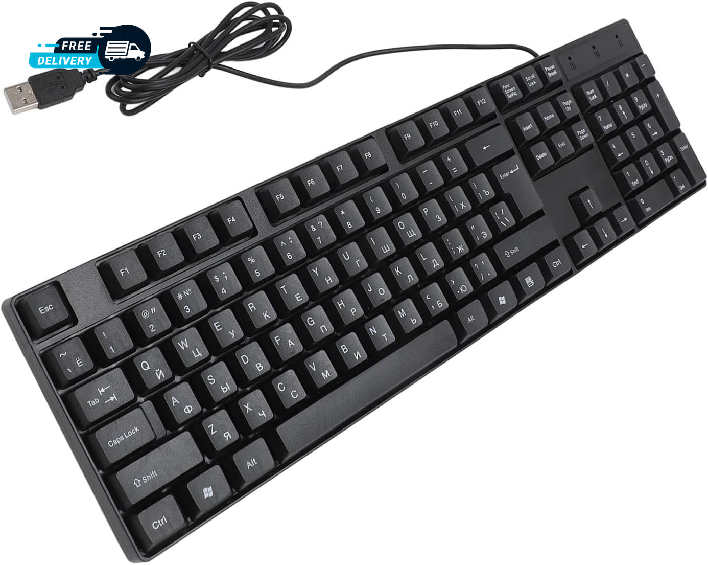 USB Wired Minority Language Keyboard (Russian English) 104 Keys 1.5M Cable