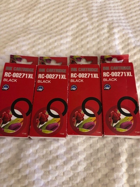 Lots of 4 Replacement Black Ink Cartridges Canon PIXMA Printers RC-00271 XL