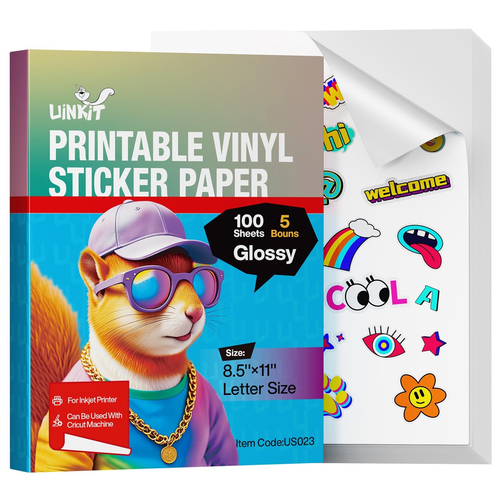105 Sheets Printable Vinyl Sticker Paper for Inkjet Printer Cricut,included ...