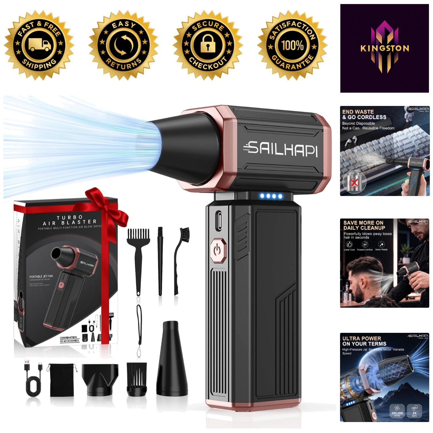 Ultra-Lightweight Electric Dust Blower with Stepless Control - 150 Min Runtime