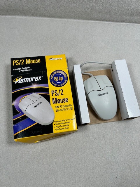 Memorex 3 Button PS/2 Ball Mouse 450 DPI NEW