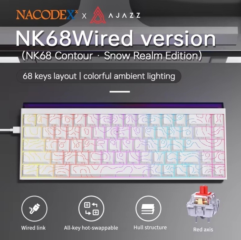 Hot-Swappable 68-Key Mechanical Gaming Keyboard - RGB Backlit, Red Switches