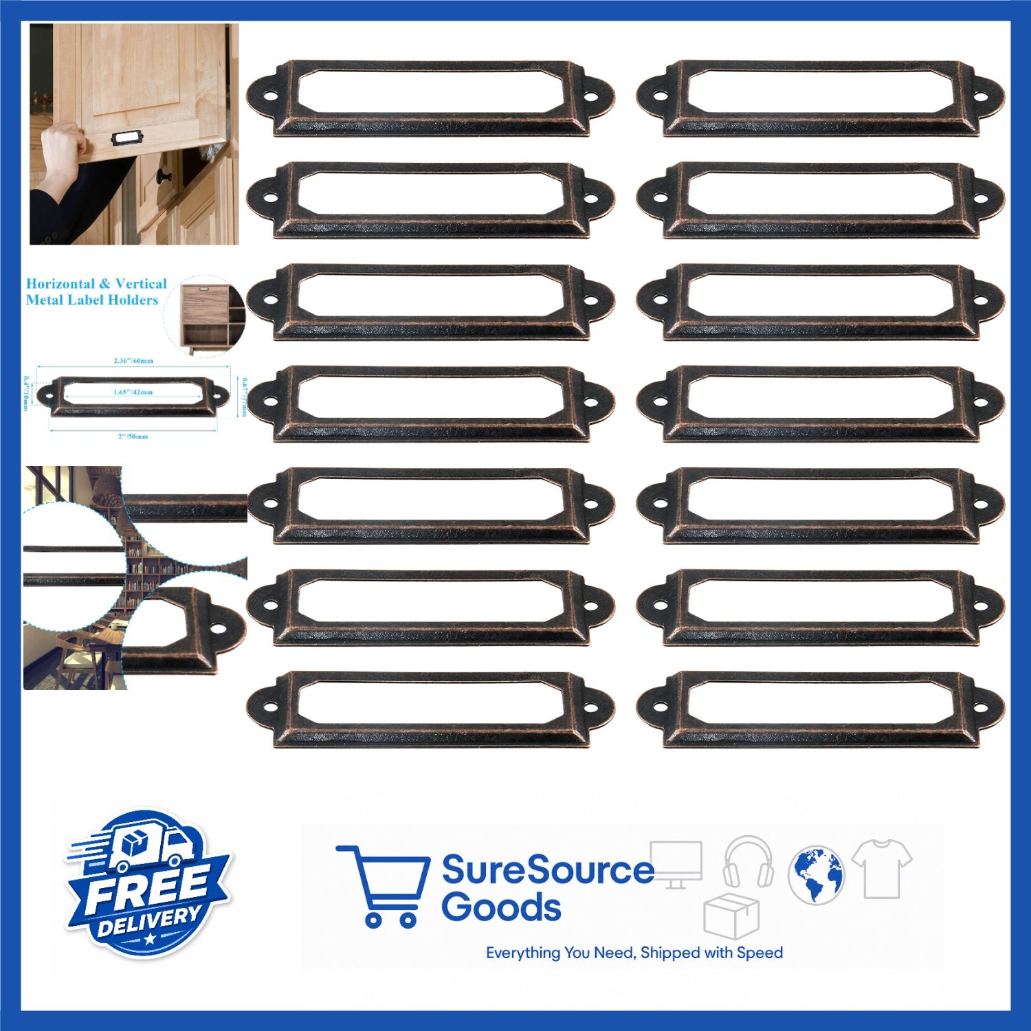60pcs Metal Label Holder