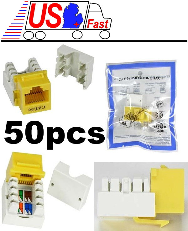Lot50pcs/pack Cat5e RJ45 Keystone Network 10/100/1000 Jack/Port 110Punch {YELLOW