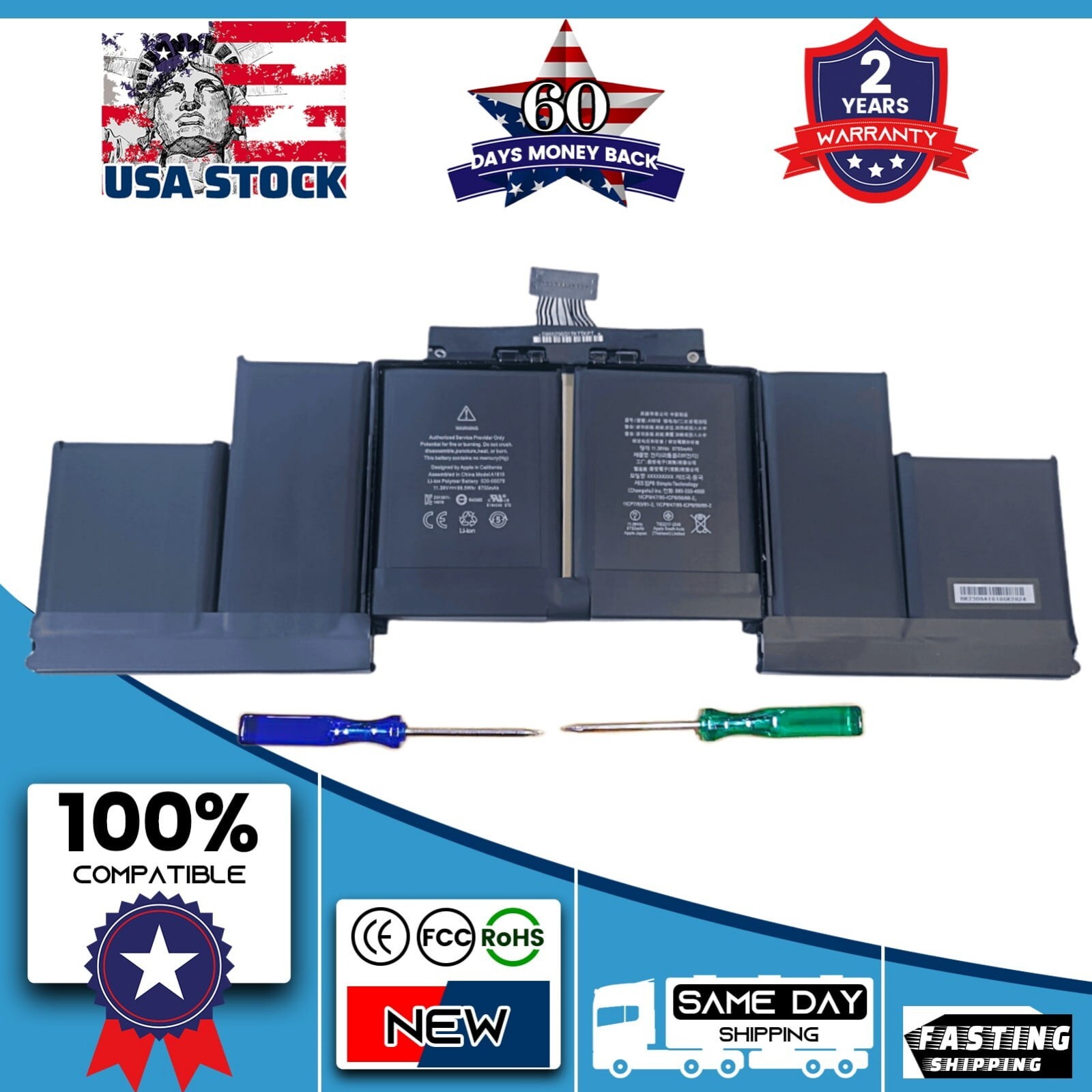 New OEM Genuine 99.5Wh A1618 Battery for MacBook Pro 15” Retina A1398 Mid 2015