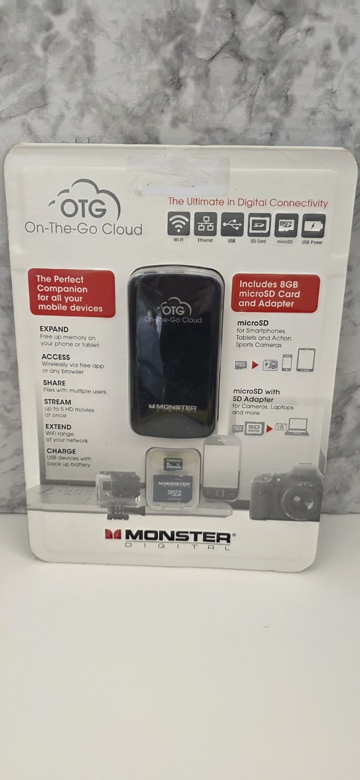 Monster Digital On The Go Cloud 8GB Storage Black Colored Cell Phone