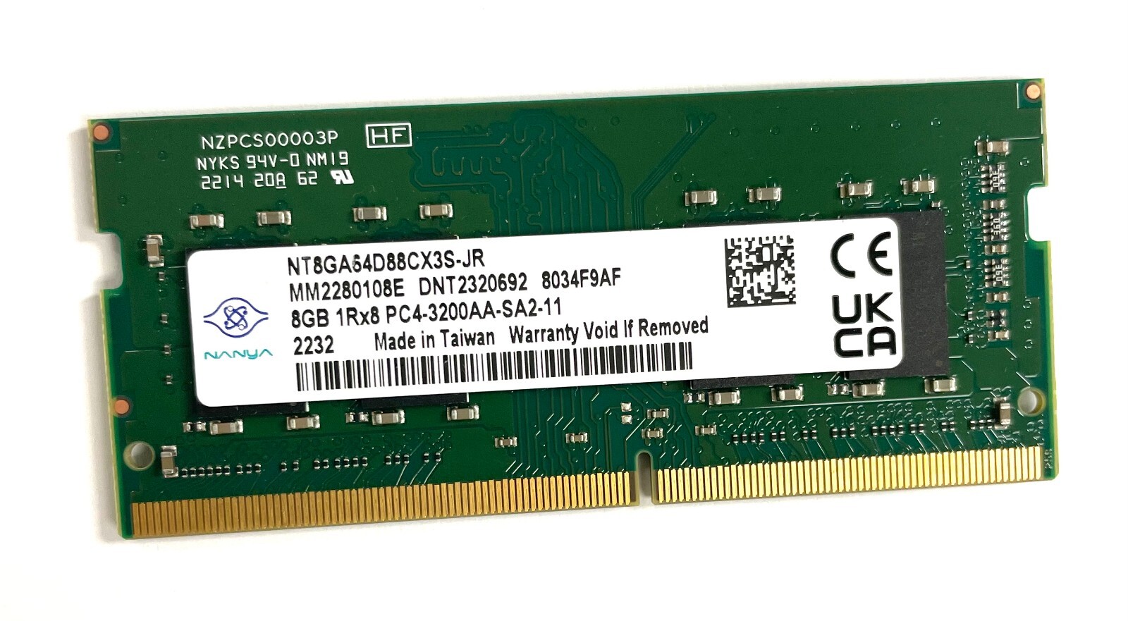 GENUINE NANYA HP Memory 8GB DDR4-3200MHz SODIMM PC4-3200AA NT8GA64D88CX3S-JR