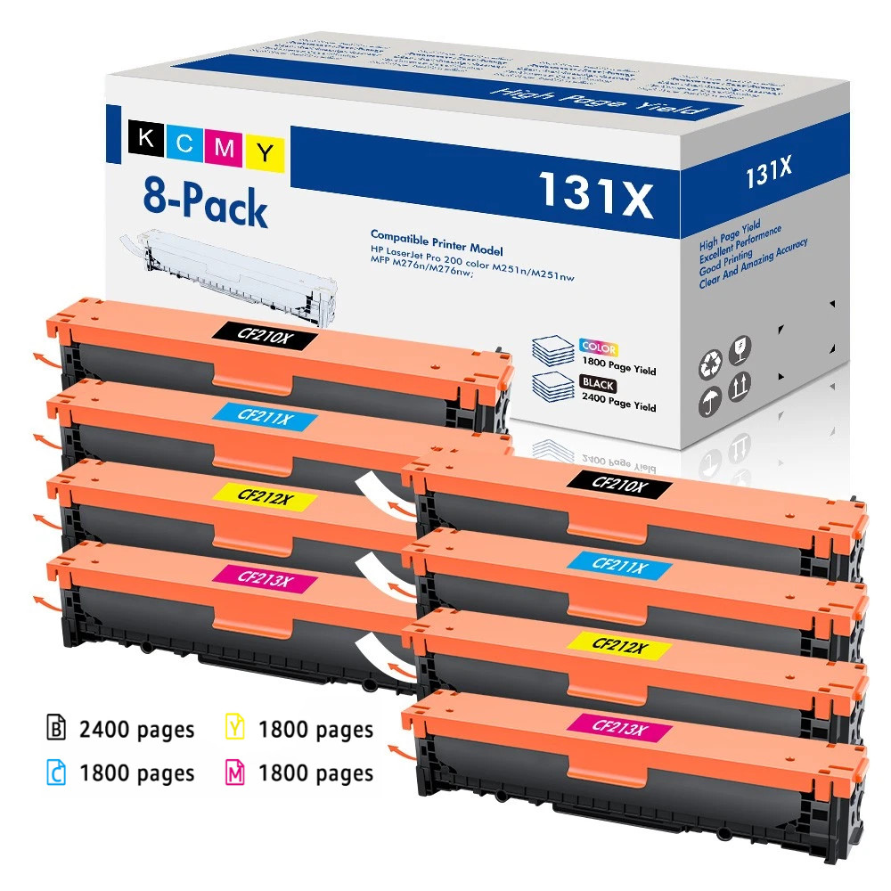 8PK CF210A Color Toner Cartridge For HP 131A LaserJet Pro 200 MFP M276n M276nw
