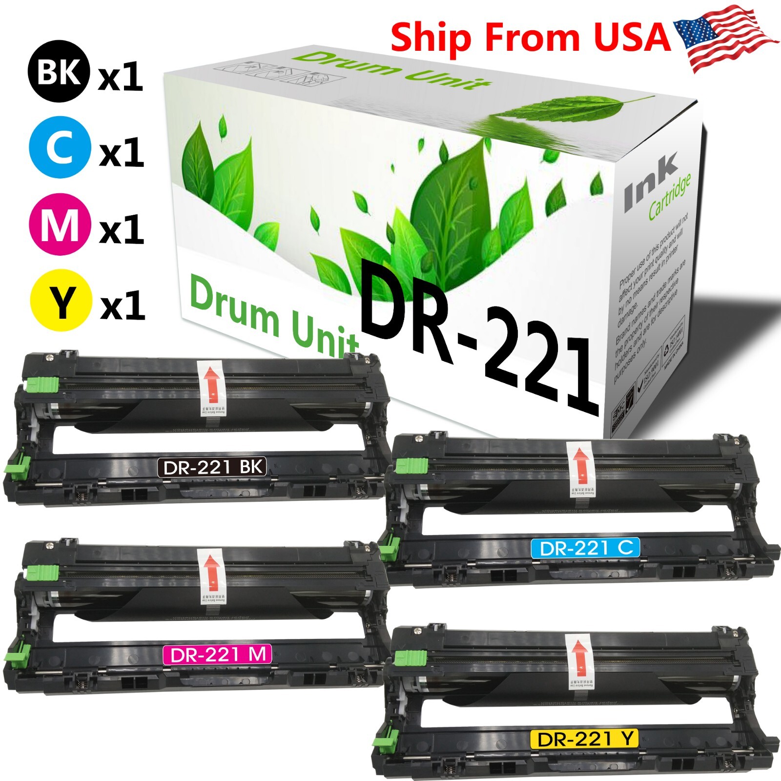 4-PacK DR221 Drum Unit for HL-3140cw HL-3170cdw HL-3180CDW