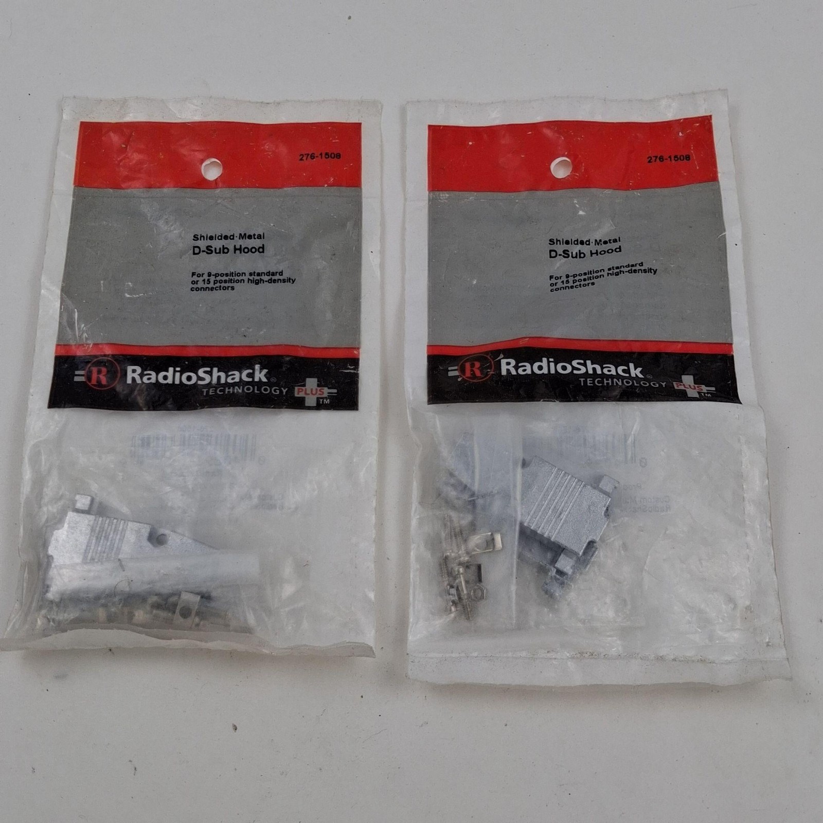 RadioShack Shielded Metal D-Sub Hood 9/15 Position Silver 276-1508 Lot Of 2