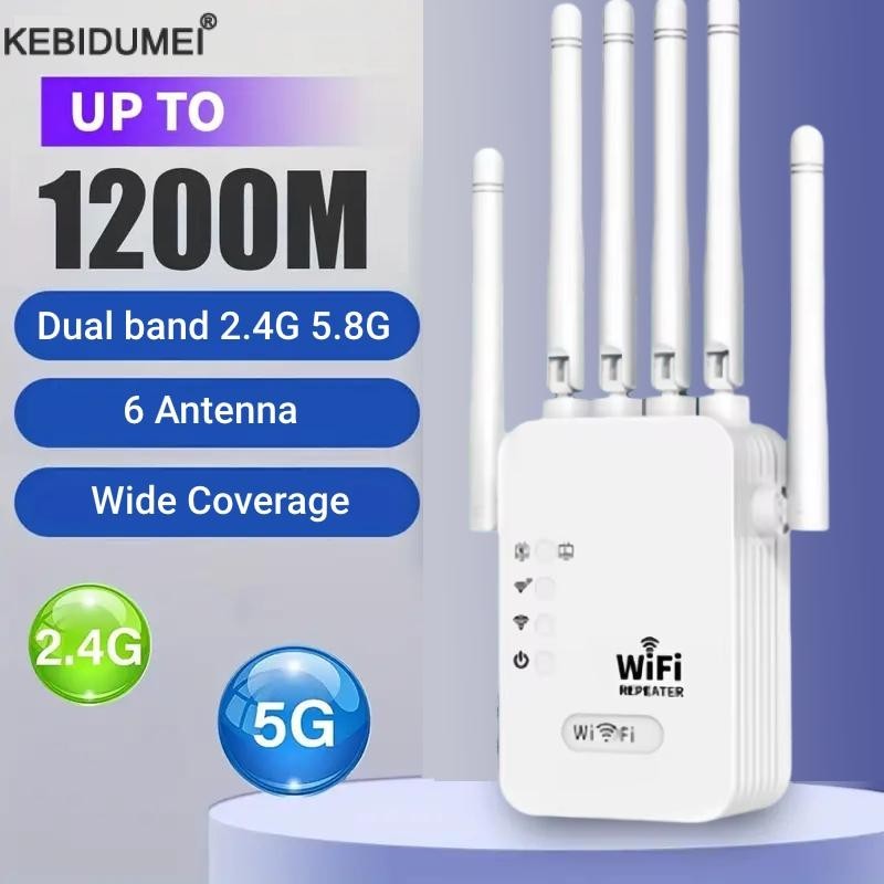 1200Mbps WiFi Extender – Signal Router 2.4G/5G Signal Booster with  Extender Amp
