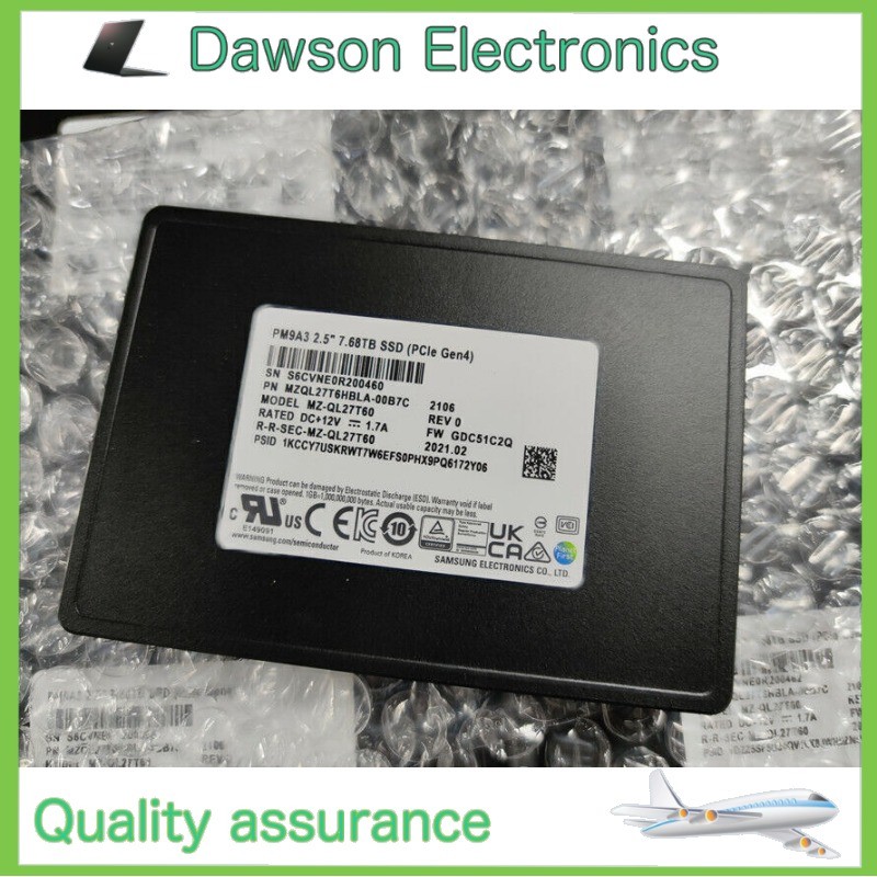 MZQL27T6HBLA-00A07 Original Samsung PM9A3 7.68TB SSD U.2 NVME MZ-QL7T60 PCIE
