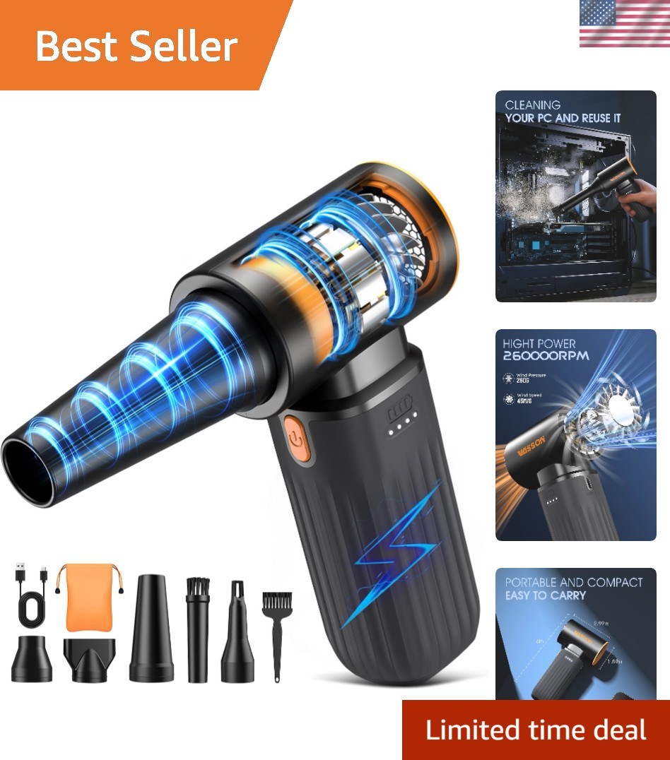 Compressed air Duster High-Speed Brushless Motor, 3-Speed Adjustable | 5 diff...