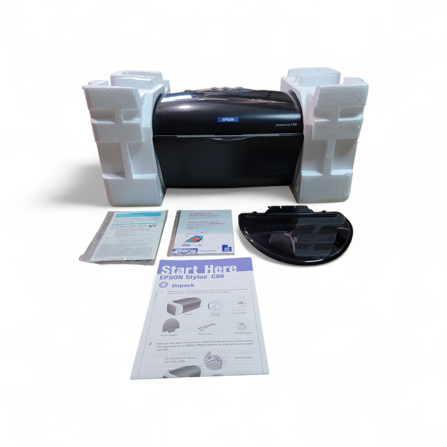 Epson Stylus C86 Color Inkjet Printer EXCELLENT Original Box Powers On Smoothly