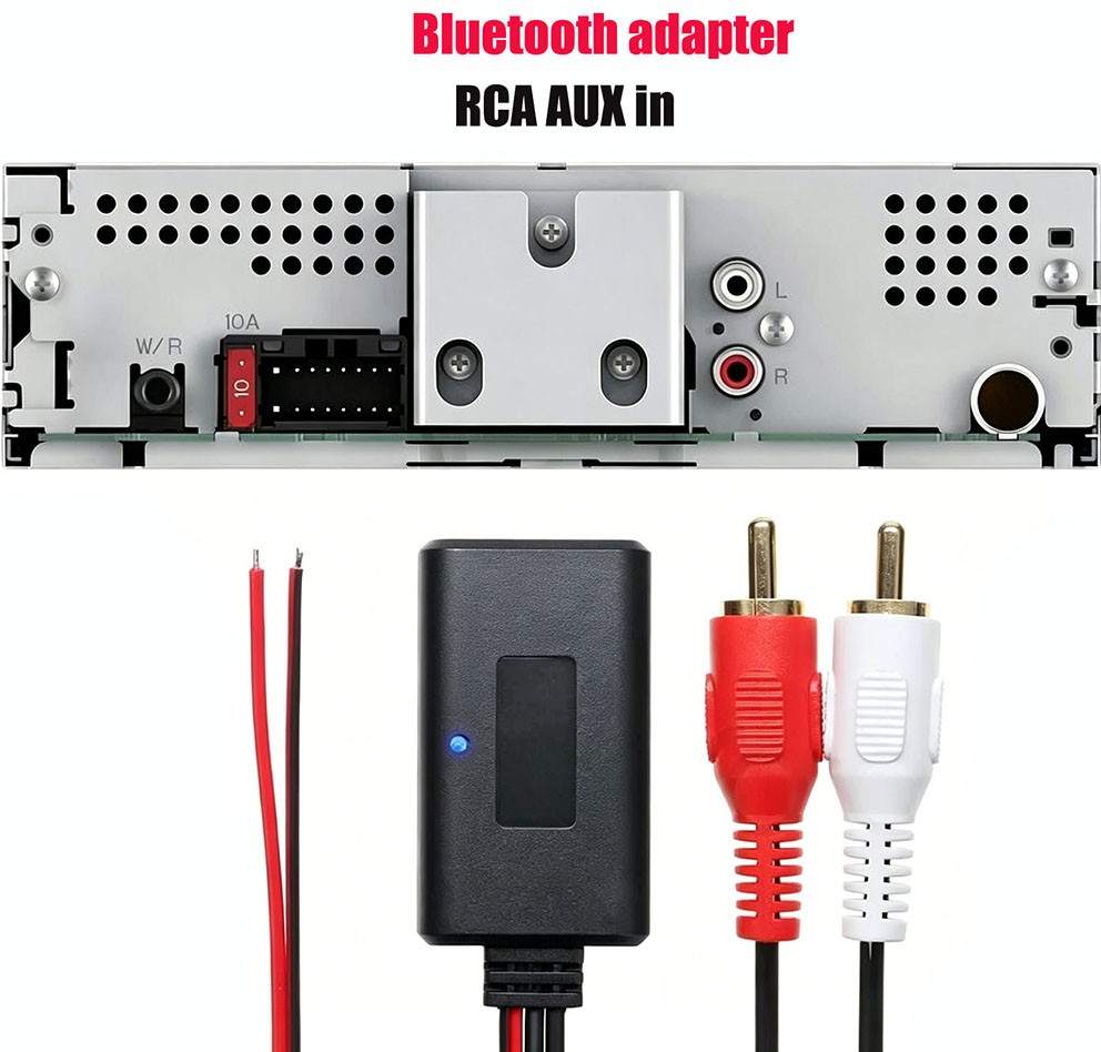 Car Bluetooth 5.0 Adapter 2 RCA Input 12V AUX Music Receiver Kit for Old Car