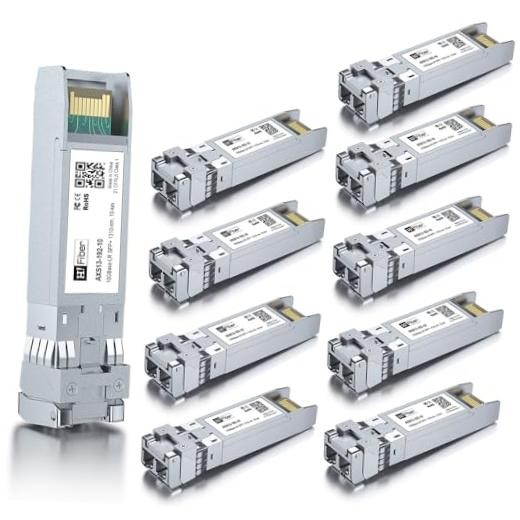 HFiber 10 Pack 10G Single Mode SFP+ LC Module, 10GBase-LR 10GBase-LR: 10km x10