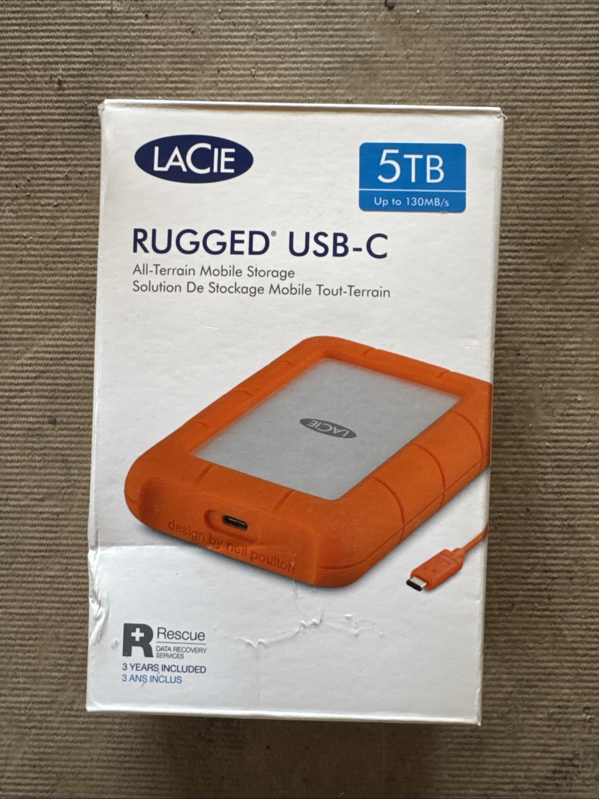 Lancie Rugged 5TB External Hard Drive USB-C  130mb/s Upload Speed