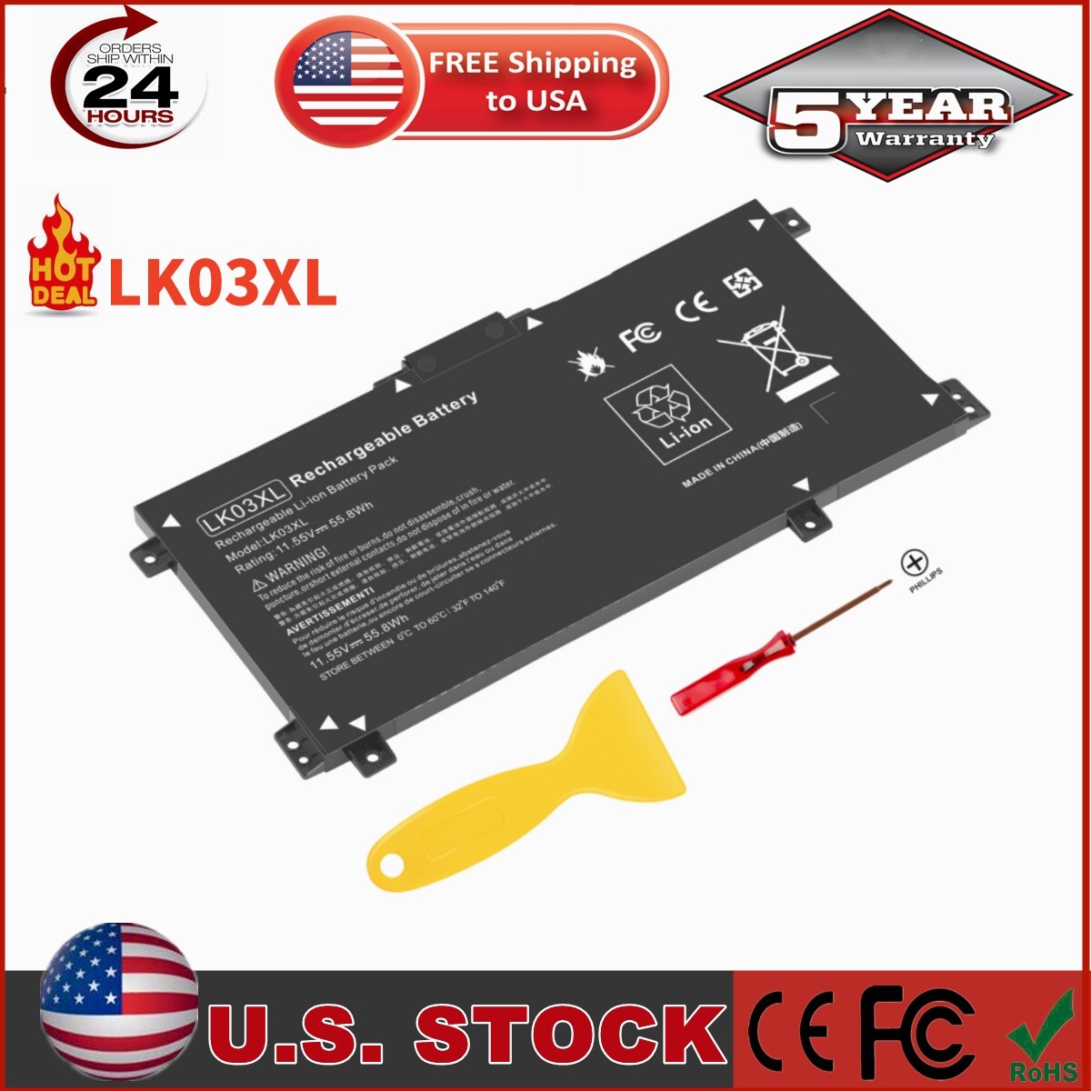 Lot 10x LK03XL Battery For HP ENVY X360 15-BP 15M-BQ 17M-CE 17-BW L09281-855