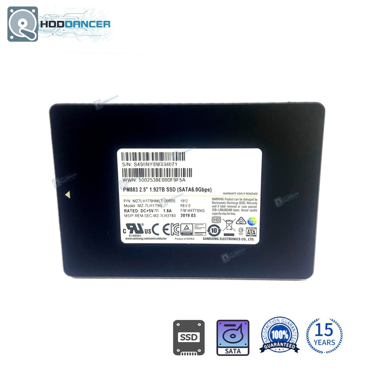 MZ-7LH1T90 SAMSUNG PM883 1.92TB 2.5'' SATA 6.0Gbps MZ7LH1T9HMLT-00005 New SSD