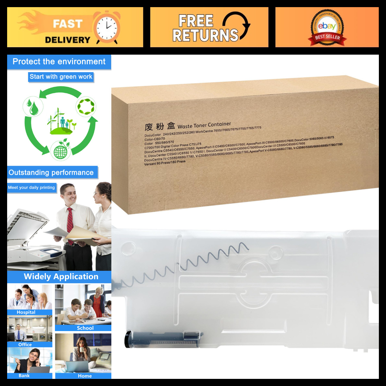 Compatible Waste Toner Container Cartridge for Color Printers 550 560 570 C60 C7
