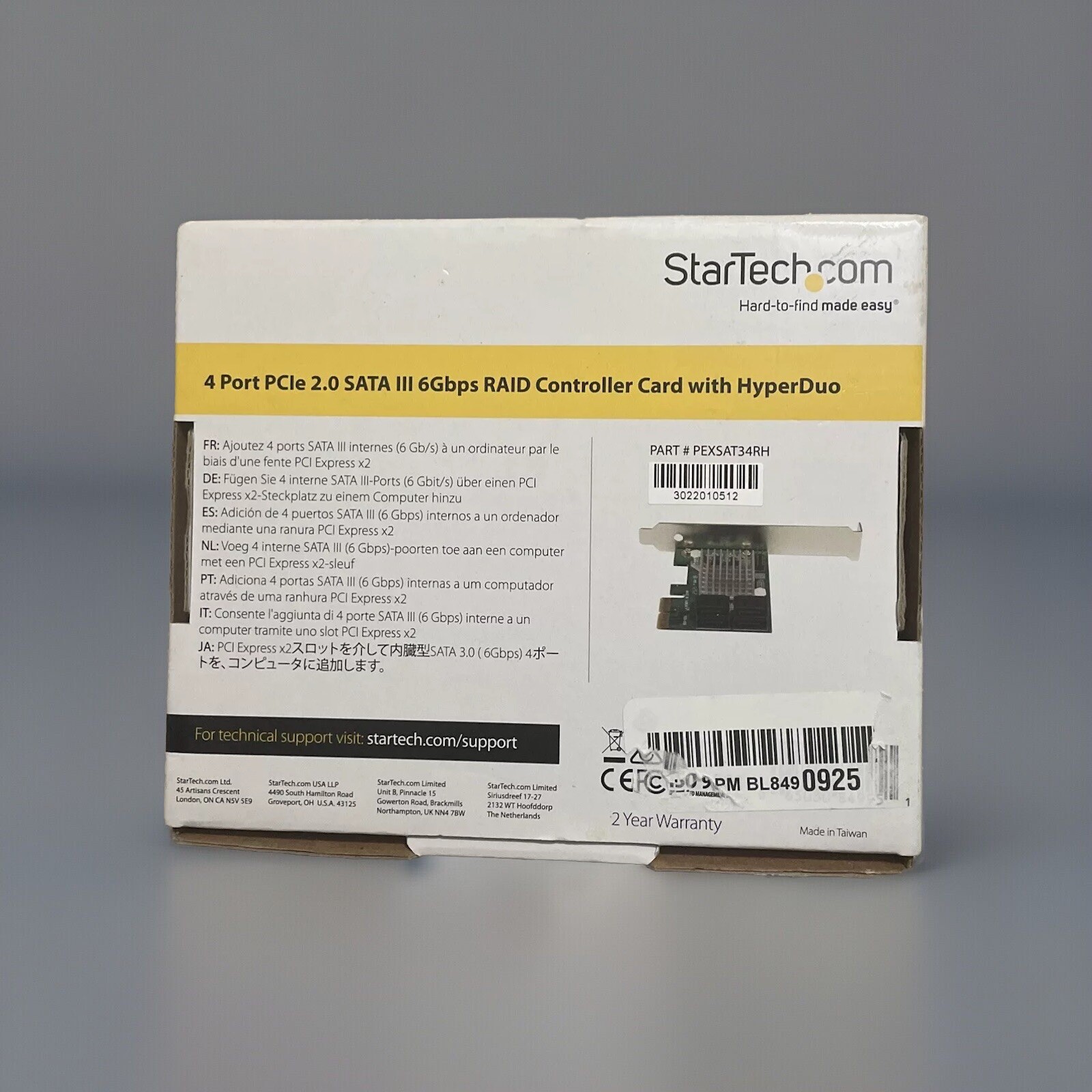 StarTech.com 4 Port PCI Express 2.0 SATA III 6Gbps RAID Controller Card with Hyp