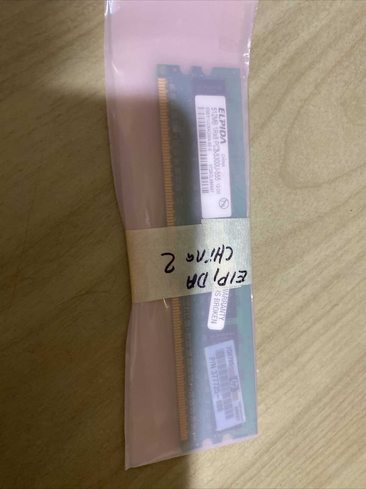 Elpida 512MB 1RX8 PC2-5300U-555 RAM  Lenovo used untested 