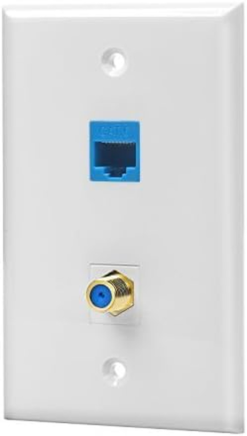 IBL-1 Cat6 Ethernet Port and 1 Gold-Plated Cable TV Coax F White