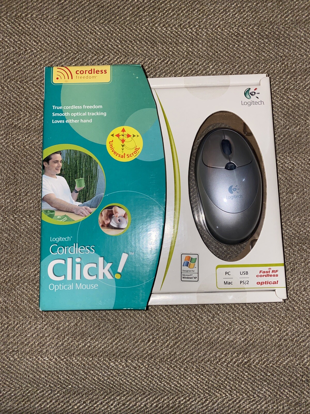 NEW in Box Logitech Cordless Click: Wireless Optical Mouse 2003 Fast RF Optical
