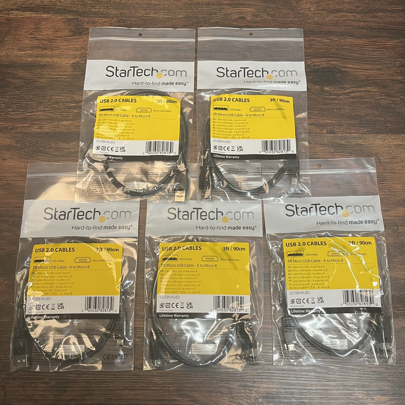 5x StarTech 3ft USB 2.0 Type-A Male to Micro-B Cable UUSBHAUB3 New