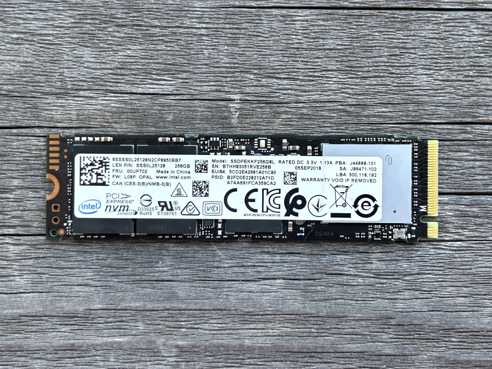Intel Pro 7600p 256GB M.2 PCle Gen3 x4 NVMe OPAL SSD (SSDPEKKF256G8L), Grade A