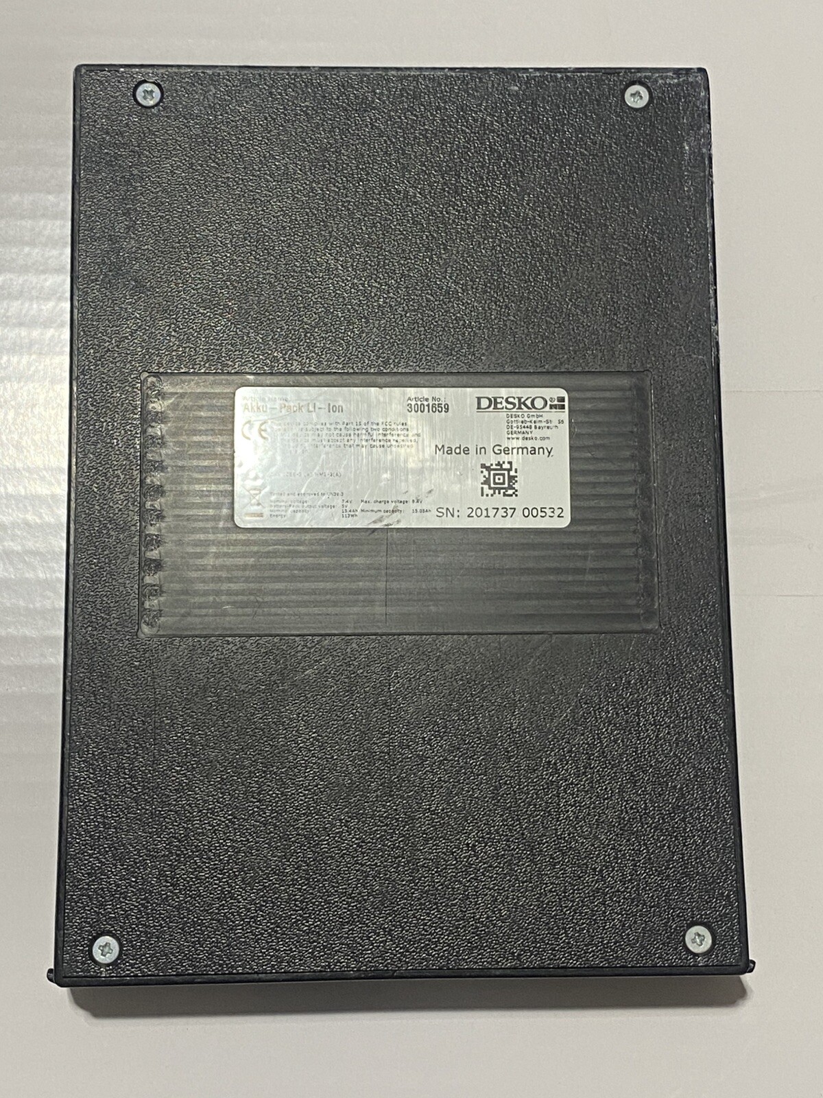 DESKO 3001659.0 RECHARGEABLE BATTERY AKKU-PACK FOR PENTA SCANNER ID SCANNER