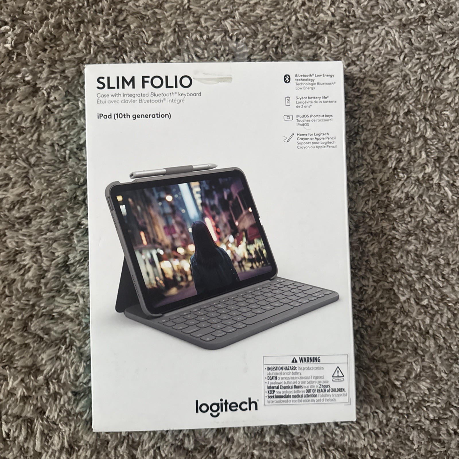 Logitech Slim Folio Keyboard Case for iPad 10th Gen & A16 920-011368 New Sealed 