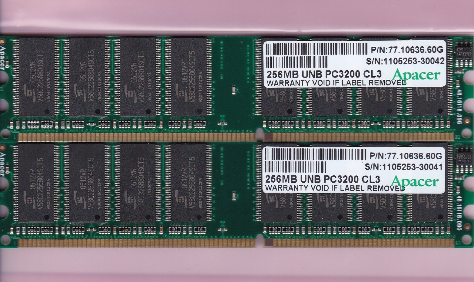 512MB 2x256MB PC3200 APACER 77.10636.60G DDR-400 DDR1 Desktop Memory Kit DIMM