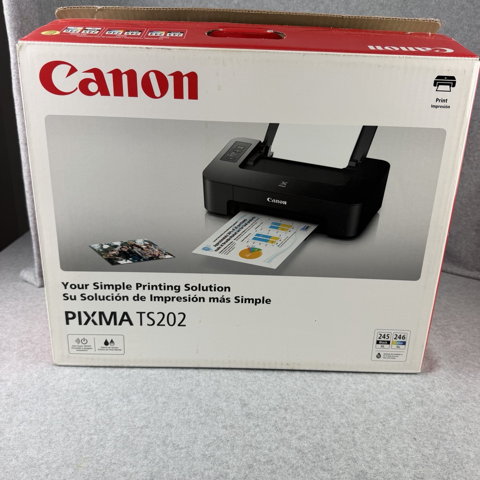 New Open Box Canon PIXMA TS202 Color Inkjet Printer