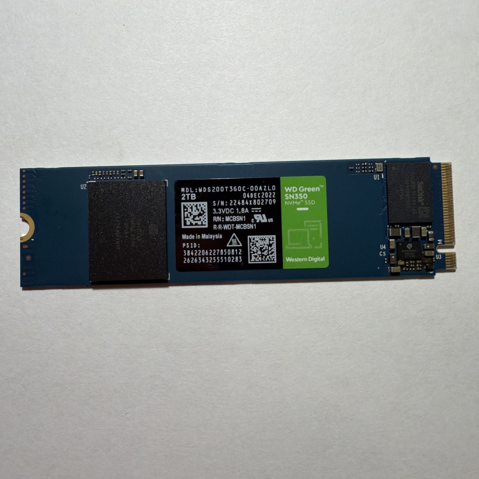WD Green SN350 2TB NVMe M.2 Gen 3.0 x4 SSD 100% Drive Health