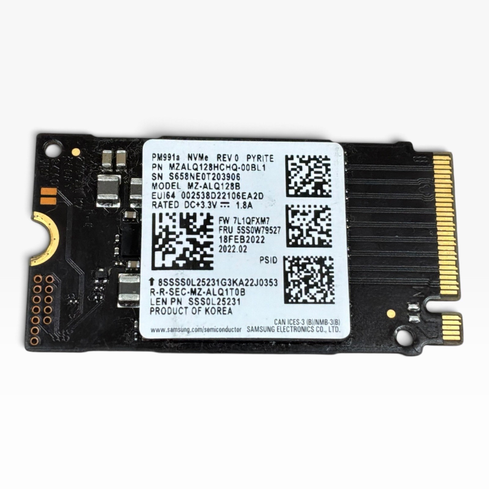 Samsung PM991a 128GB NVMe PCIe SSD MZALQ128B Lenovo GOOD HEALTH