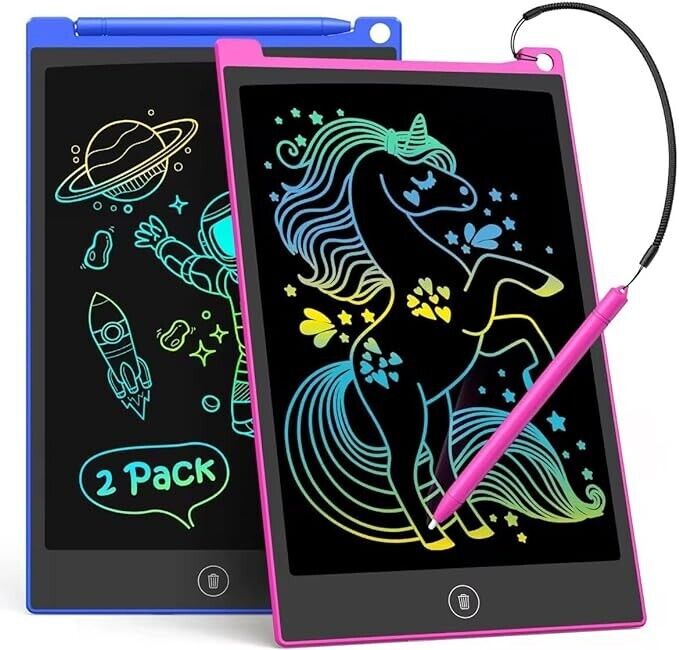 LCD Writing Tablet, 10 Inch Colorful Doodle Board Drawing Tablet for Kids, 2pcs