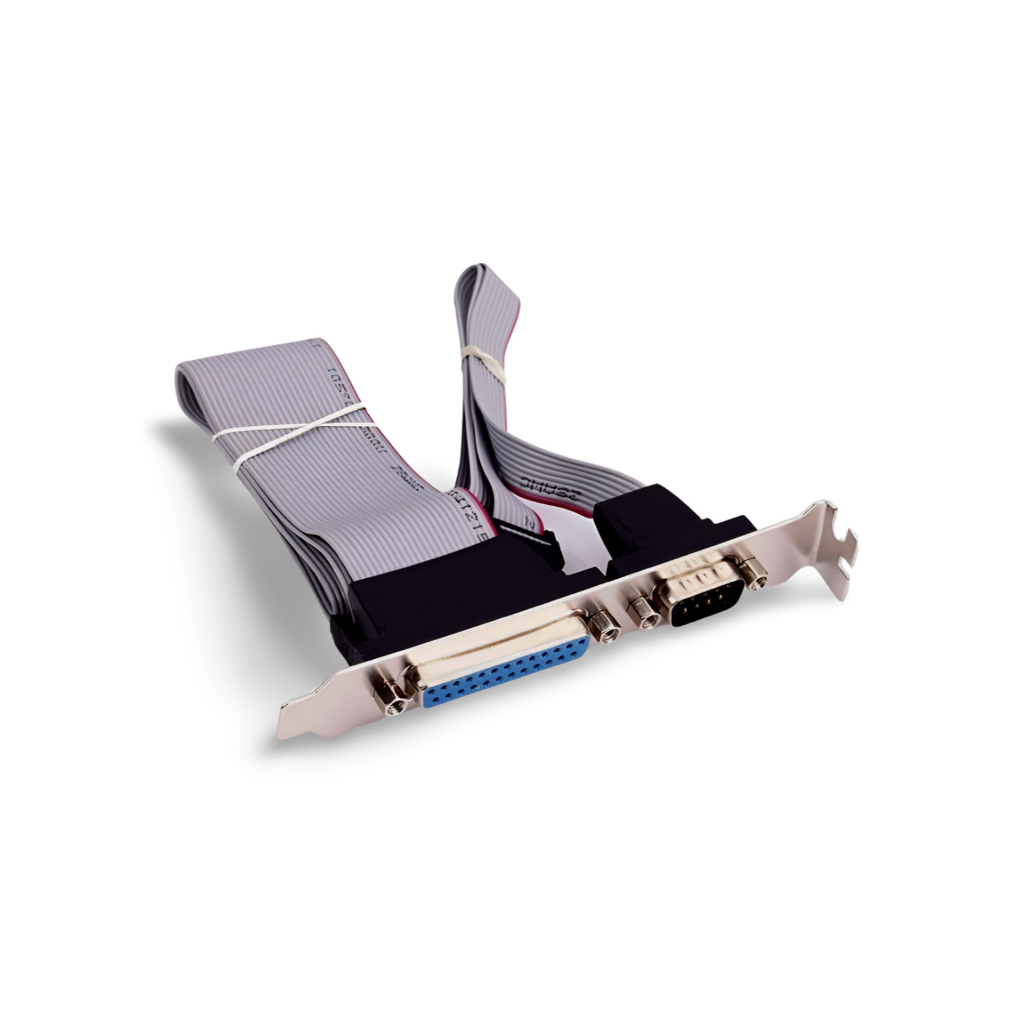 1ft DB9 DB25 Serial Port Parallel Port on Bracket - Gray